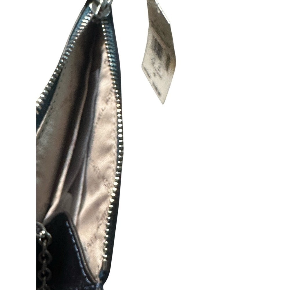 New with tags $188 Michael Kors Metallic Blue Leather Pouch Zipper Key Ring - Picture 11 of 15